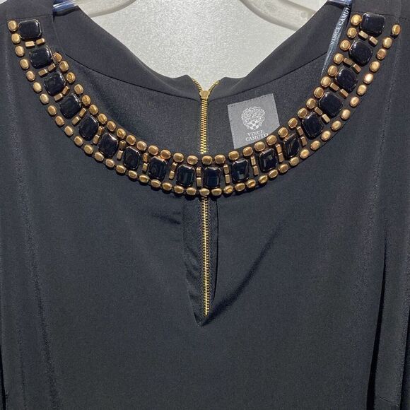 Vince Camuto Women's Black Embellished Neck Short Sleeve Shift Dress Sz 18W NWT - Picture 9 of 9